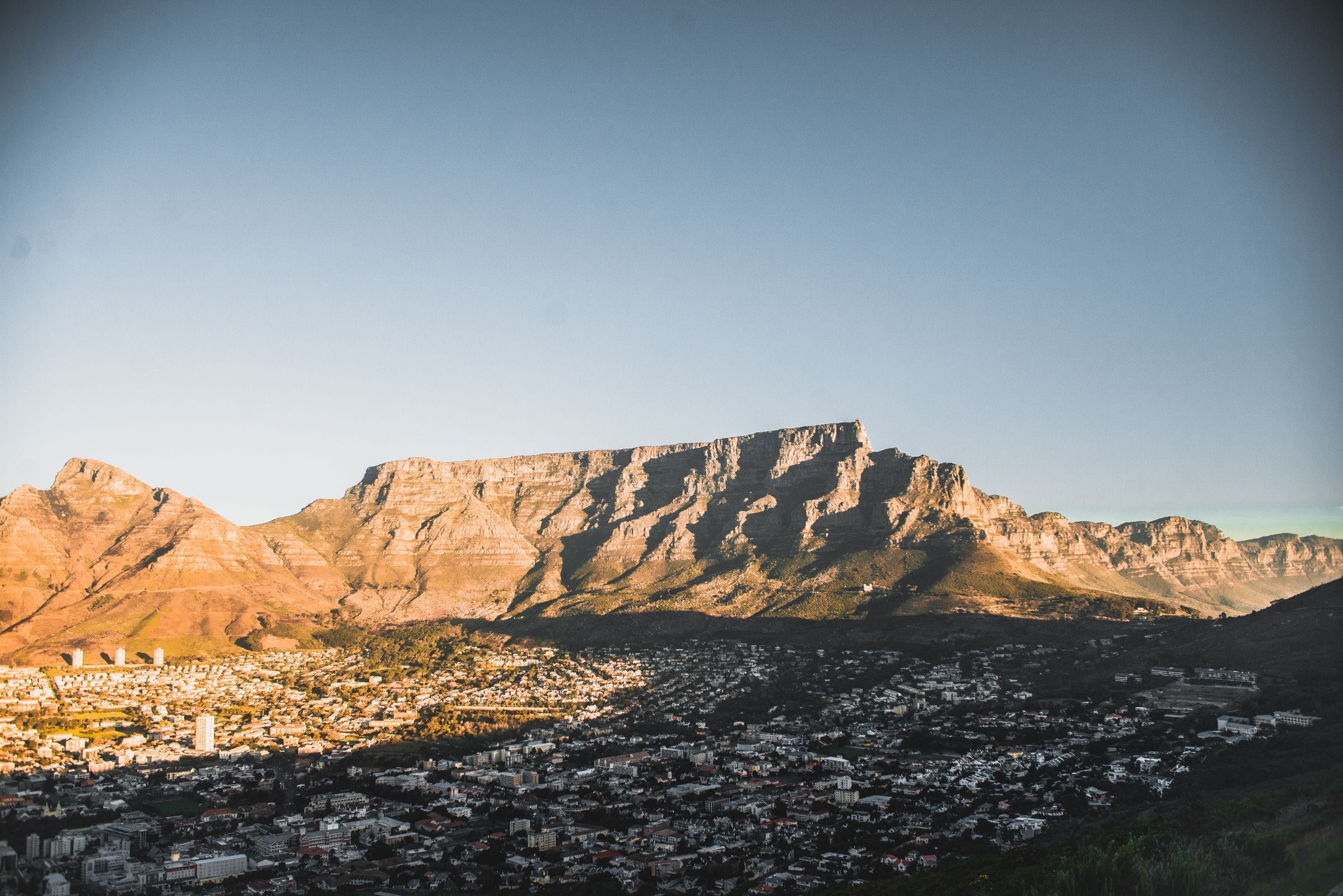 Table Mountain above Cape Town in the late afternoon