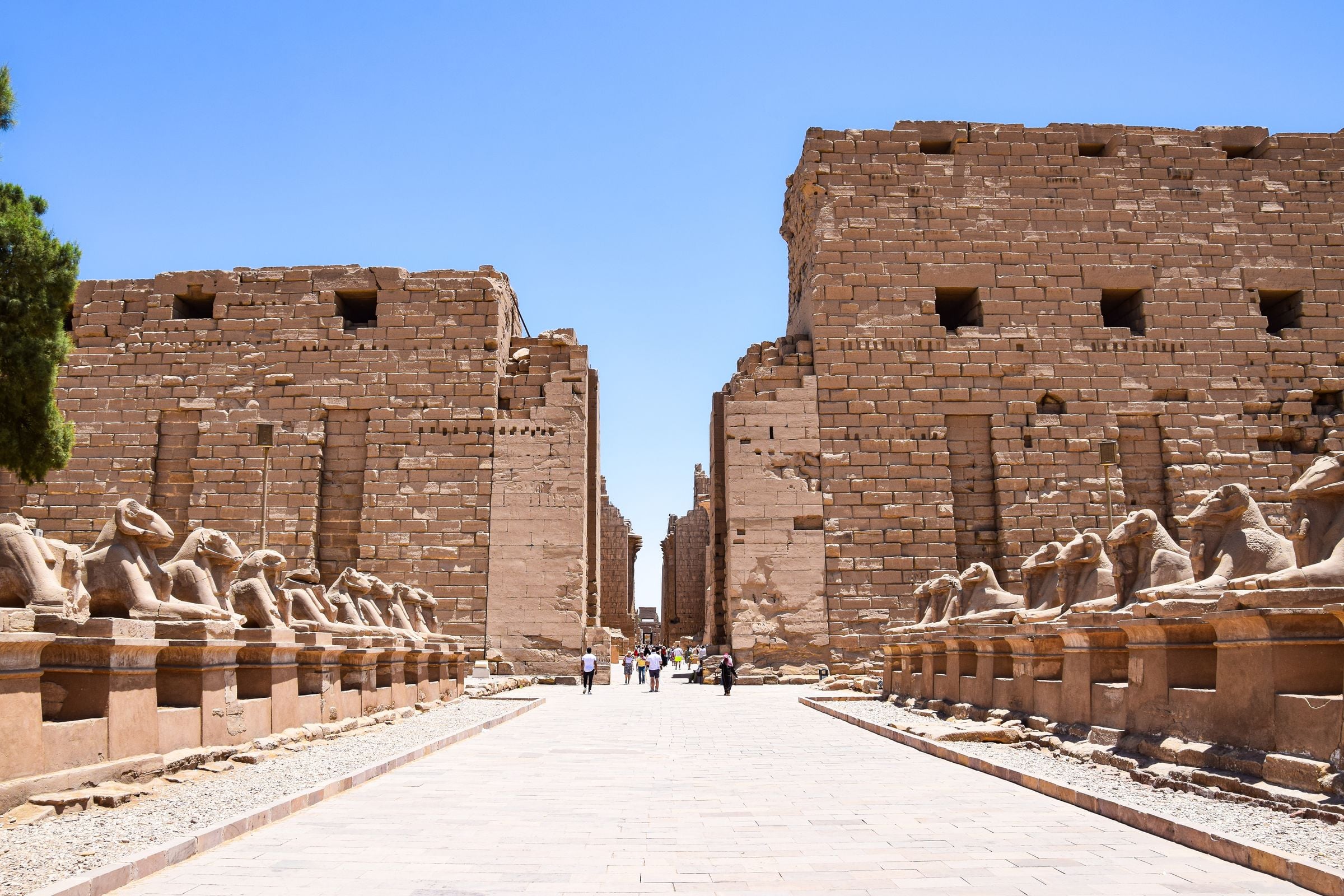 The avenue of ram-headed sphinxes at Karnak Temple, Luxor