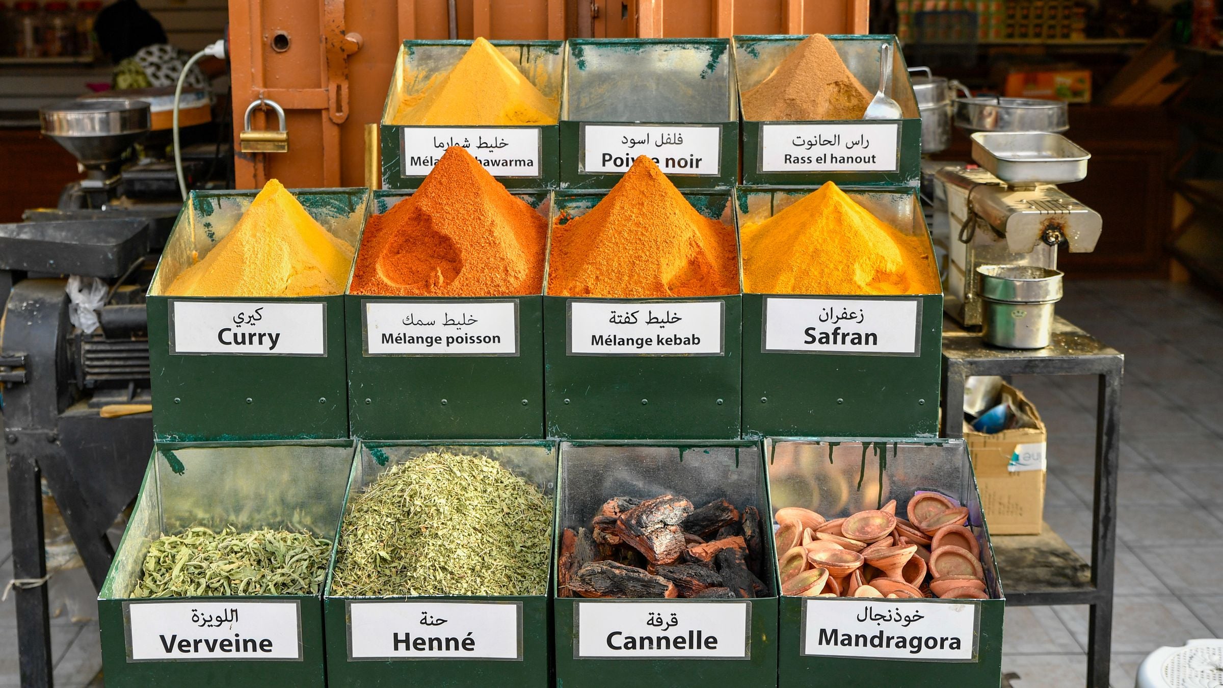 Spices for sale in a Marrakech souk